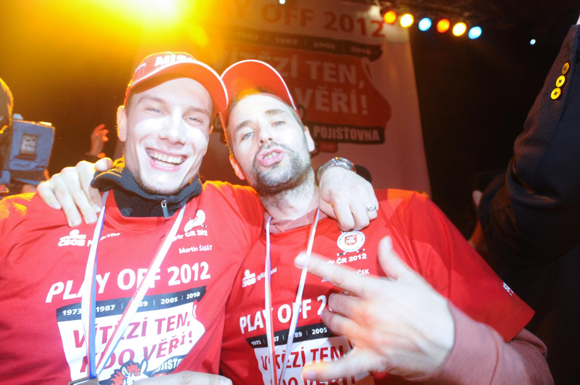 Jan Klobouček a Martin Šagát oslavy mistr extraligy 2012