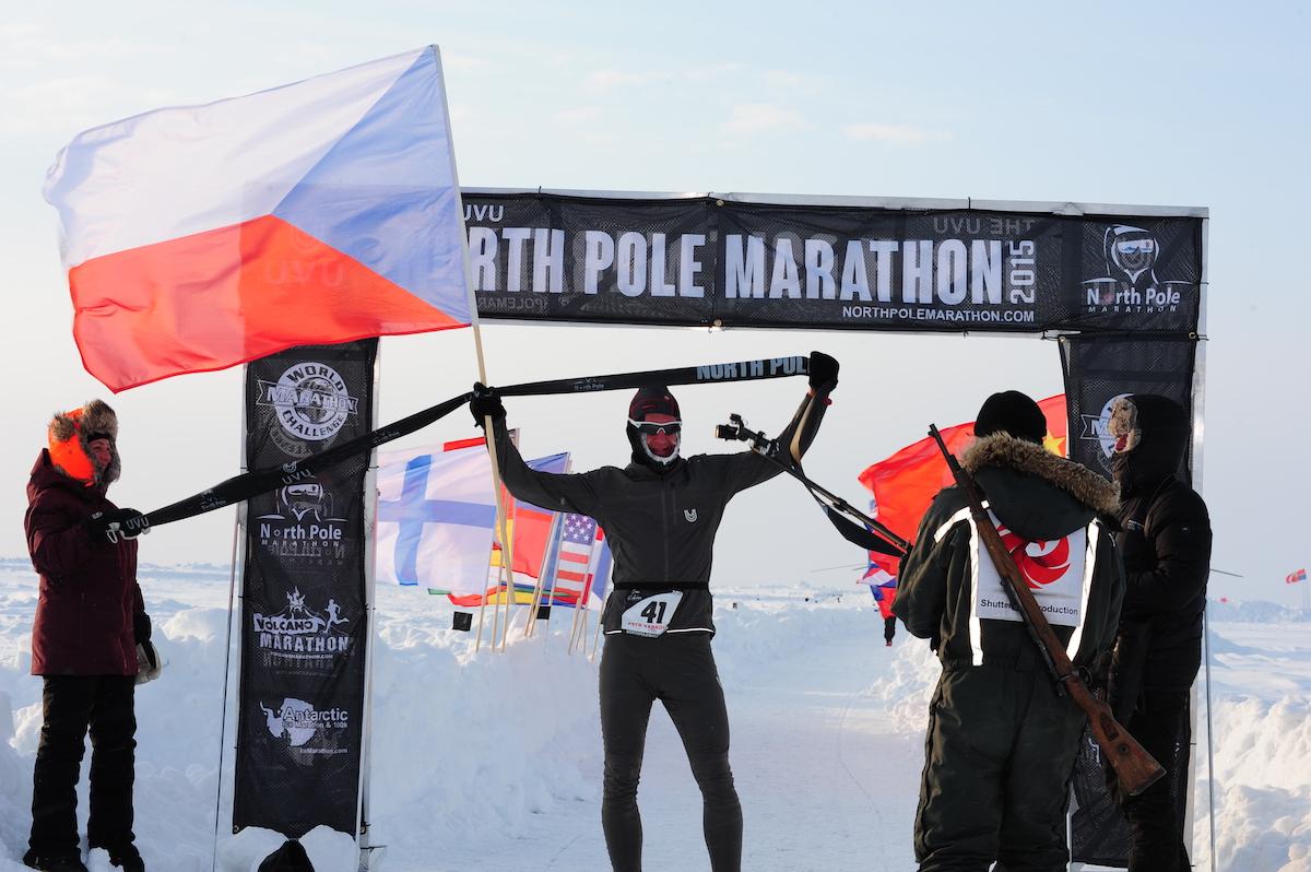 Petr Vabroušek v cíli závodu.